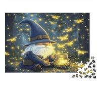 Puzzle de 1000 Piezas Gnomo Elfo, Tarro de Luciérnagas, Cartón Reciclado Premium, Piezas Interconectadas Corte Preciso, para Adultos, 38x26cm
