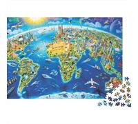 Puzzle de 1000 Piezas Mapa del Mundo Papel para Adultos Rompecabezas Educativo Globo Entrenamiento Cerebral Decoración 52x38cm/1000pcs