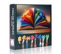 Puzzle de 1000 piezas: páginas de libro de colores arcoíris (50 x 70 cm), diseño de explosión de color, desafío definitivo como regalo único