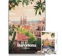 Puzzle de 1000 Piezas para Adolescentes,Barcelona,España,Paisaje Urbano,ilustración,Rompecabezas,Juegos Familiares,Corte de precisión,Ideas de Regalo,tamaño 38x26cm