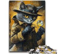 Puzzle de 1000 Piezas para Adolescentes: Detective Cat, desafiante, Divertido y Divertido, Ideal para cumpleaños, 50x75cm