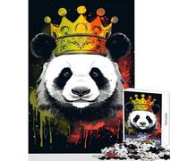 Puzzle de 1000 Piezas para Adolescentes diseño de Panda con Corona Juguetes antiestrés Regalos Ideales para la Familia interacción Entre Padres e Hijos tamaño 38x52cm