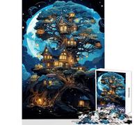 Puzzle de 1000 Piezas para Adolescentes Pueblo mágico en un árbol Juguetes antiestrés Grandes Regalos y Juguetes Juego Familiar interacción Entre Padres e Hijos tamaño 38x26cm