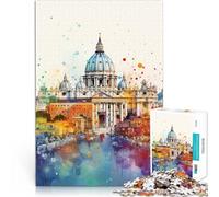 Puzzle de 1000 piezas para adultos, acuarela, ciudad de Roma, regalos para amigos y familiares para adolescentes a partir de 14 años, 26 x 38 cm