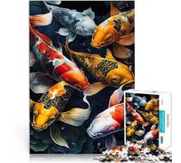 Puzzle de 1000 Piezas para Adultos Acuarela de Carpas koi Coloridas Entrena tu Cerebro y Tus Manos Lista de Deseos con Papá Noel 38x26cm
