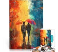 Puzzle de 1000 Piezas para Adultos Amor bajo la Lluvia Juguetes adictivos Que desafían la Inteligencia Cerebral Una Obra de Arte 38x26cm