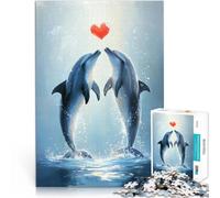 Puzzle de 1000 Piezas para Adultos Amor de Delfines Juguetes adictivos Que desafían la Inteligencia Cerebral Una Obra de Arte 75x50cm