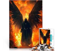 Puzzle de 1000 Piezas para Adultos Ángel Oscuro en Llamas, Arte Vectorial Difícil y desafío Colección de Artistas, Bellas Artes 38x26cm