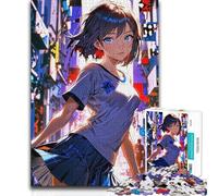 Puzzle de 1000 Piezas para Adultos Anime Girl Urban Twilight, Juego práctico para Mejorar la Memoria a Partir de 14 años, 50x75cm
