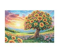 Puzzle De 1000 Piezas para Adultos Árbol de la Vida Campo de Flores 75x50cm Actividad De Team Building para Compañeros De Oficina Juego De Grupo Divertido Mejora La