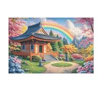 Puzzle De 1000 Piezas para Adultos Arcoíris Cabaña Campo Primavera 75x50cm Nivel Experto para Jugadores Avanzados Diversión Desafiante Ideal para Aficionados De Puzzles