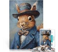 Puzzle de 1000 Piezas para Adultos Ardilla con Sombrero de Copa Juego desafiante y Juego Familiar Regalos de cumpleaños 38x26cm