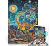 Puzzle de 1000 Piezas para Adultos Arte Colorido de Dinosaurios Entrena tu Cerebro y Tus Manos Adecuado para decoración de Escritorio. 75x50cm