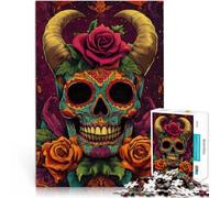 Puzzle de 1000 Piezas para Adultos Arte de Calaveras Coloridas Hecho de cartón para Mayores de 14 años Un desafío difícil Regalo Educativo de Aprendizaje tamaño:38x52cm