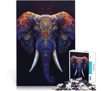 Puzzle de 1000 Piezas para Adultos Arte del Rey Elefante Competición de Velocidad de Manos con Piezas de Formas aleatorias Que se entrelazan Completamente 38x26cm