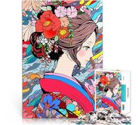 Puzzle de 1000 Piezas para Adultos Arte Floral del Kimono japonés Juegos educativos Decoración del hogar Colección de Artistas, Bellas Artes 50x70cm