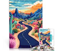 Puzzle de 1000 Piezas para Adultos Arte Minimalista: Carretera del Desierto, Atardecer Juego de ingenio Mejorar el Amor Entre Parejas 75x50cm