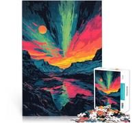 Puzzle de 1000 Piezas para Adultos Arte Minimalista de la Aurora Boreal de Alaska Rompecabezas Interacción Entre Padres e Hijos 38x52cm