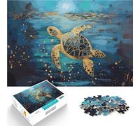Puzzle de 1000 Piezas para Adultos Arte Original de Tortuga Marina Dorada Juguetes de Juego Toda la Familia. 38x26cm