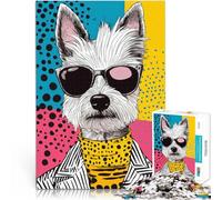 Puzzle de 1000 Piezas para Adultos Arte Pop Genial de un Perro Westie Hecho de cartón para Mayores de 14 años Juguetes educativos para Aprender Regalos de cumpleaños de Navidad tamaño:26x38cm