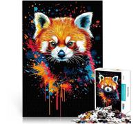 Puzzle de 1000 Piezas para Adultos Arte salpicado de Panda Rojo Matar el Tiempo en Vacaciones en casa Regalos de cumpleaños 52x38cm