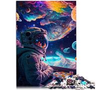 Puzzle de 1000 piezas para adultos "Astronauta come pizza", juegos educativos de 26 x 38 cm, ideas únicas de cumpleaños e ideas de regalo para adolescentes a partir de 14 años