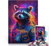 Puzzle de 1000 Piezas para Adultos Astronauta Mapache Espacial Juguetes de Entretenimiento Familiar Regalo de cumpleaños 52x38cm