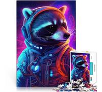 Puzzle de 1000 Piezas para Adultos Astronauta Mapache Espacial para el Juguete de desafío de Juego Educativo Ideas de Regalos 38x26cm