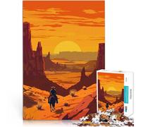 Puzzle de 1000 Piezas para Adultos Atardecer de Vaqueros del Salvaje Oeste Rompecabezas con Piezas de Formas aleatorias Que se entrelazan Completamente 75x50cm