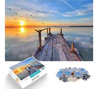 Puzzle de 1000 Piezas para Adultos Atardecer en el Muelle Junto al mar Juego de Preguntas con Piezas de Formas aleatorias Que se entrelazan Completamente 38x26cm
