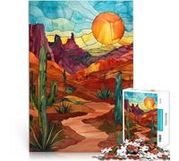 Puzzle de 1000 Piezas para Adultos Atardecer en el Oasis del Desierto Alivio del estrés Cada Pieza es única: un desafiante y Divertido Juego Familiar 38x26cm