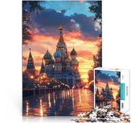 Puzzle de 1000 Piezas para Adultos Atardecer en la Catedral de San Basilio Juego de Preguntas Regalos de cumpleaños, Regalos, Arte Mural 38x26cm