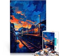 Puzzle de 1000 Piezas para Adultos Atardecer en la estación de Tren Juego práctico Cada Pieza es única: un desafiante y Divertido Juego Familiar 75x50cm