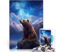 Puzzle de 1000 Piezas para Adultos Aurora Boreal del Oso Pardo para el Juguete de desafío de Juego Educativo Gran Regalo 75x50cm