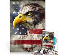 Puzzle de 1000 Piezas para Adultos Bandera Vintage de EE. UU. con águila Juegos Divertidos Interacción Entre Padres e Hijos 38x26cm
