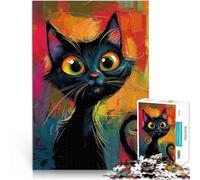 Puzzle de 1000 Piezas para Adultos Bésame - Un Gato Colorido y Tonto Desafiante Difícil Decoración de Pared cumpleaños y Navidad 38x26cm