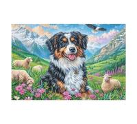 Puzzle De 1000 Piezas para Adultos Border Collie en el Campo de Flores 1000 PCS 75x50cm Regalo De Acción De Gracias para Familia Ideal para Tiempo De Reunión Actividad De Grupo Divertida
