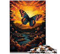Puzzle de 1000 piezas para adultos bosque de mariposas al atardecer Puzzle educativo de aprendizaje Entrenar tu cerebro y tus manos 14.96" x 20.47"