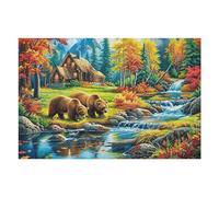 Puzzle De 1000 Piezas para Adultos Brown Oso Río Bosque 75x50cm Regalo De Graduación para Estudiantes Ideal para Entrenamiento Cerebral Relajación Después De Los