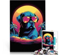 Puzzle de 1000 Piezas para Adultos Bulldog al Estilo Miami Vice Juguetes de Entretenimiento Familiar Mejorar el Amor Entre Parejas 38x26cm