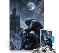Puzzle de 1000 Piezas para Adultos Caballero bajo la Luna Llena Reducción del estrés Interesante Juego Educativo para cumpleaños y Navidad. 38x26cm