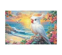 Puzzle De 1000 Piezas para Adultos Cacatúa Blanca Flor 1000 PCS 75x50cm Puzzle Universal para Todas Las Ocasiones Decoración del Hogar Diversión Familiar
