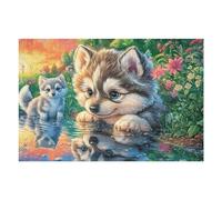 Puzzle De 1000 Piezas para Adultos Cachorros de Lobo Nevados 75x50cm Regalo De Graduación para Estudiantes Ideal para Entrenamiento Cerebral Relajación Después De Los