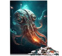 Puzzle de 1000 piezas para adultos calamares espaciales interesantes rompecabezas para reducir el estrés, regalos de cumpleaños adecuado para adolescentes a partir de 14 años, 26 x 38 cm