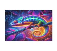 Puzzle de 1000 piezas para adultos, camaleón, para niños, rompecabezas de madera, decoración del hogar (75 × 50 cm)