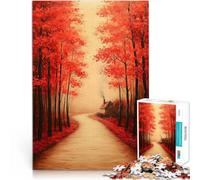 Puzzle de 1000 Piezas para Adultos Camino del Bosque otoñal Matar el Tiempo en Vacaciones en casa Lista de Deseos con Papá Noel 38x26cm