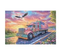 Puzzle De 1000 Piezas para Adultos Camión de Bomberos Puesta de Sol Campo 75x50cm Arte De Pared Enmarcable para Oficina Café Presentación Artística Única para Espacio Comercial