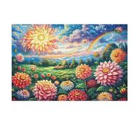 Puzzle De 1000 Piezas para Adultos Campo de Flores Puesta de Sol 75x50cm Arte De Pared Enmarcable para Oficina Café Presentación Artística Única para Espacio Comercial