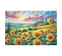 Puzzle De 1000 Piezas para Adultos Campo de Girasoles 1000 PCS 75x50cm Puzzle Profesional para Aficionados Ajuste Rebabas Juegos Educativos