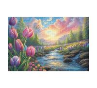 Puzzle De 1000 Piezas para Adultos Campo de Tulipanes 1000 PCS 75x50cm Apto para Principiantes Montaje Fluido Relajación Diaria Ejercicio Cerebral Regalo